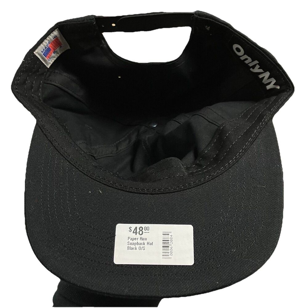 ONLY NY Paper Run Snapback Unisex Hat Black Embroidered Streetwear NYC Cap - Picture 6 of 10